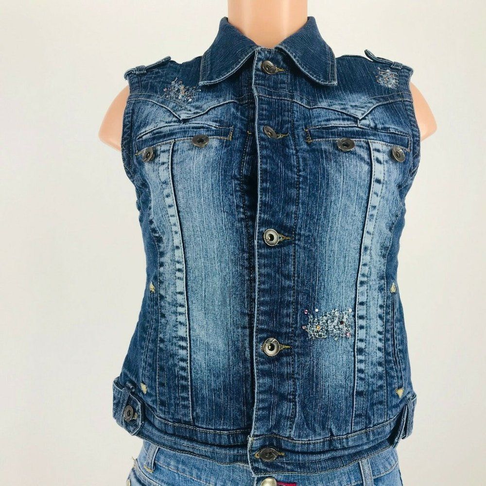 Soho Babe Juniors Denim Vest Size M
